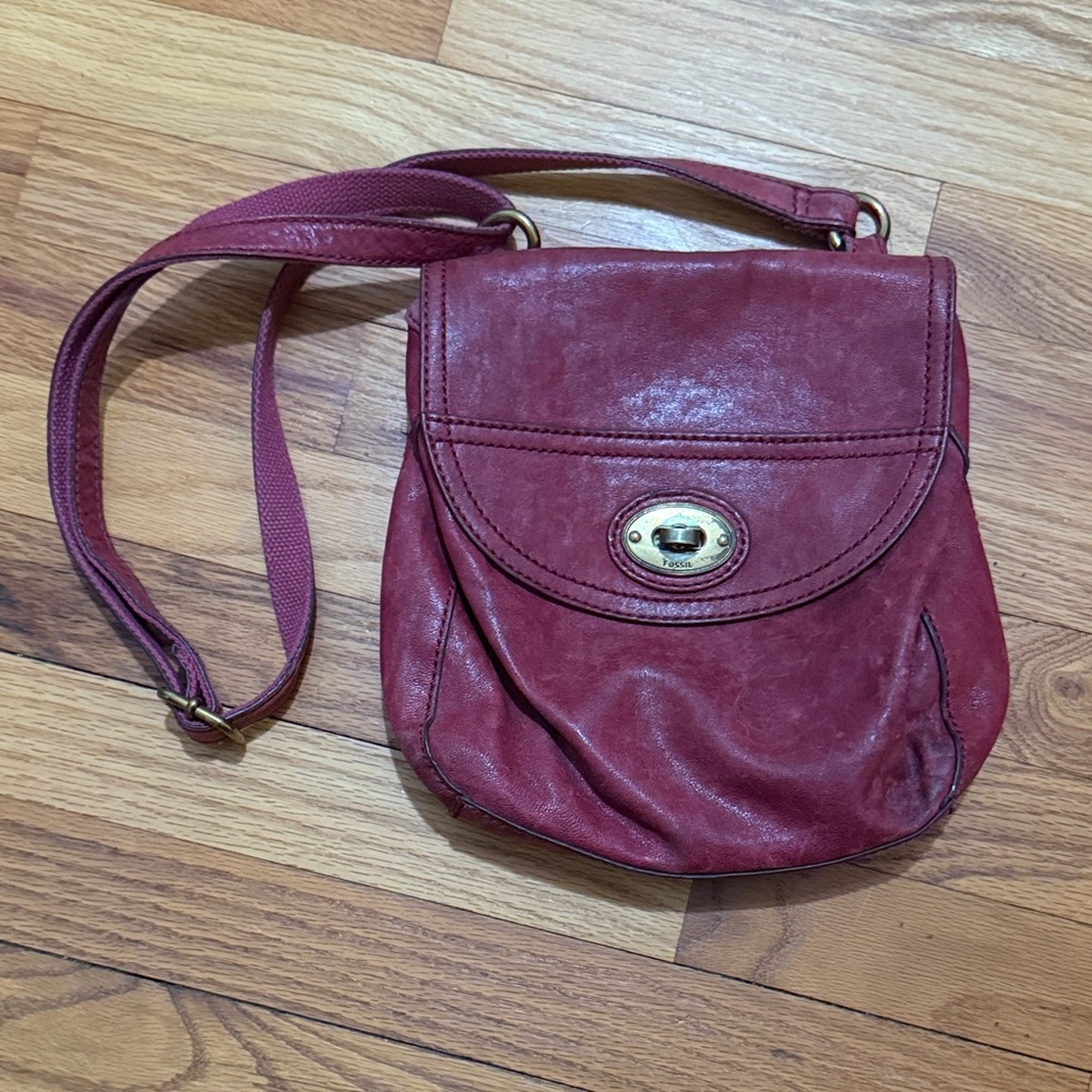 Vintage Fossil Burgundy Crossbody